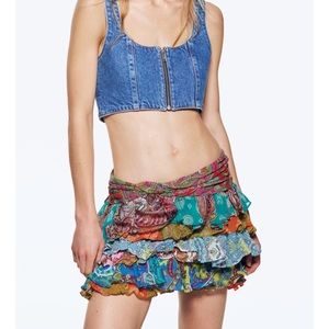 Zara ruffled patchwork mini skirt